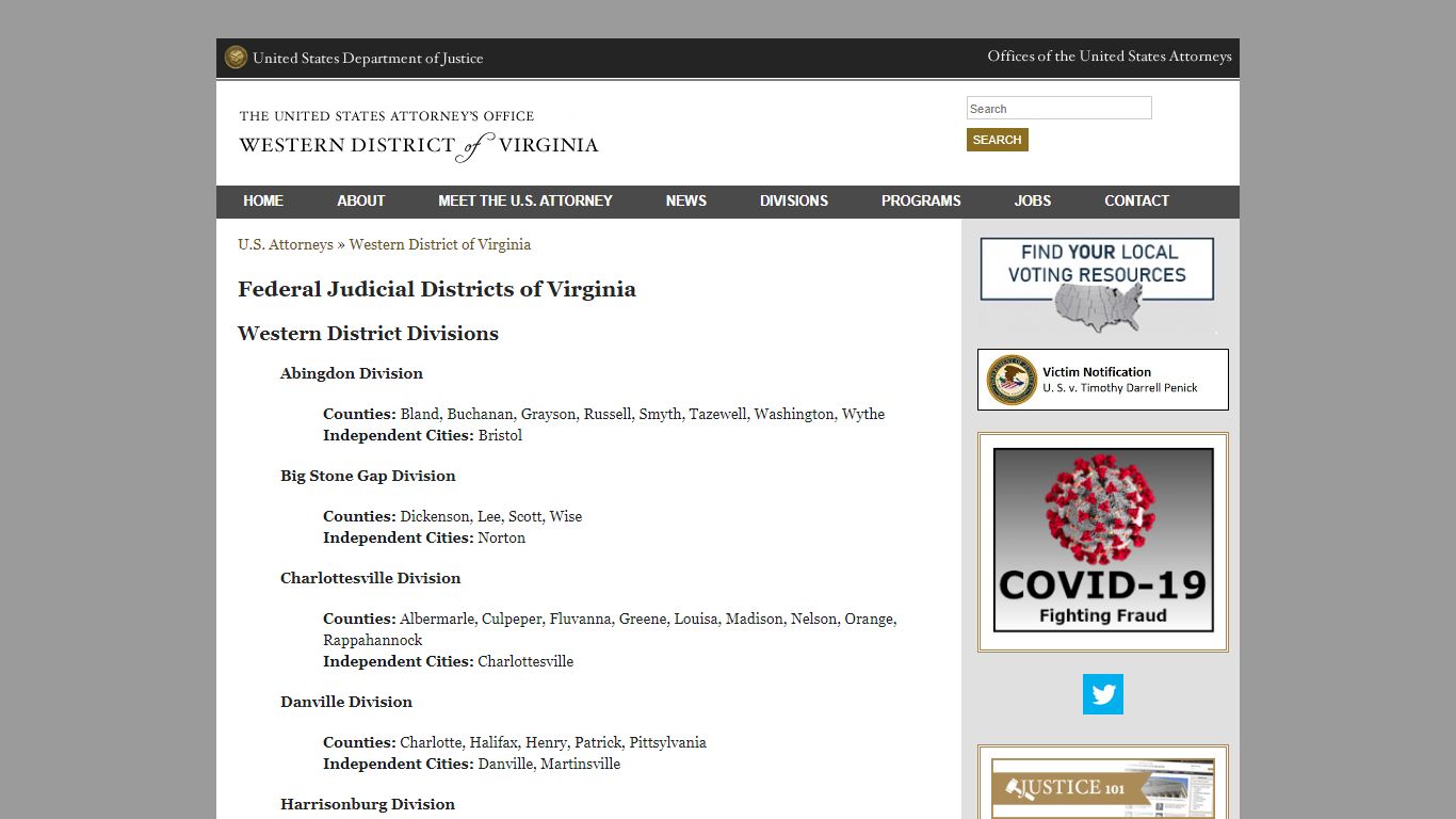 Federal Judicial Districts of Virginia - United States Department of ...